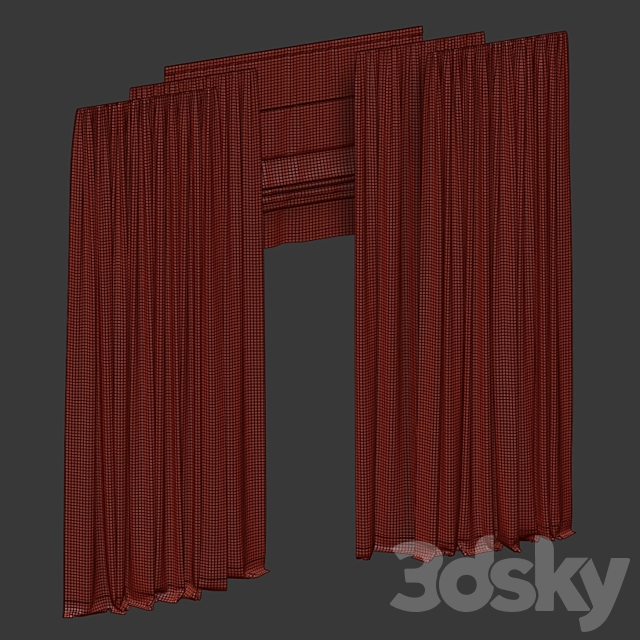 Curtains in two colors with roman 3DS Max Model - thumbnail 5