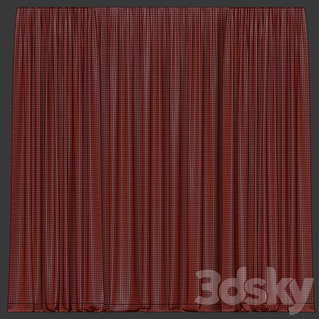 Curtains in two colors with tulle 3DS Max Model - thumbnail 4