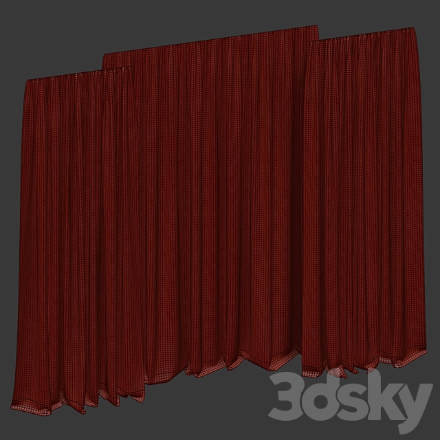 Curtains in two colors with tulle 3DS Max Model - thumbnail 5