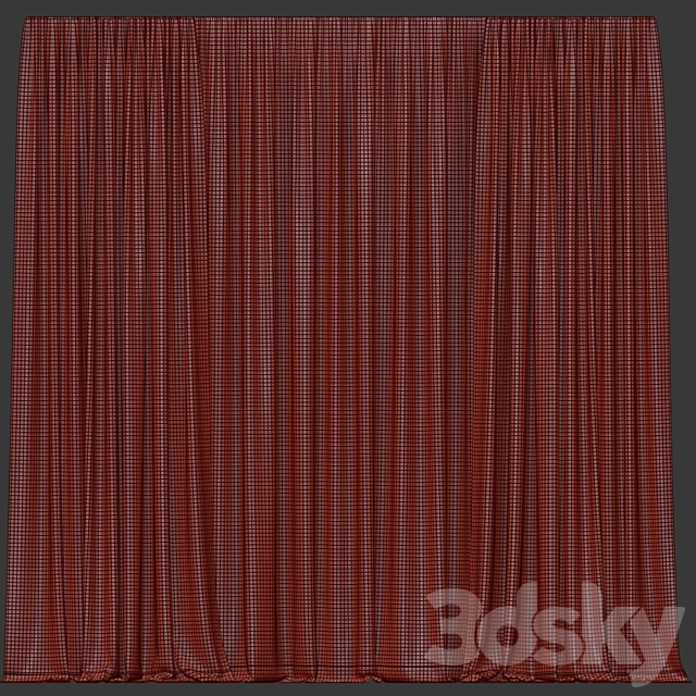 Curtains in two colors with tulle 3DSMax File - thumbnail 3