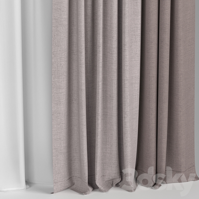 Curtains in two colors with tulle 3DSMax File - thumbnail 3