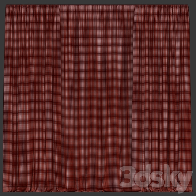 Curtains in two colors with tulle 3DSMax File - thumbnail 4