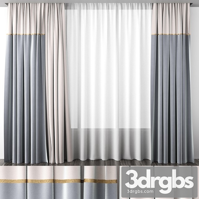 Curtains ivory and blue-gray - thumbnail 1