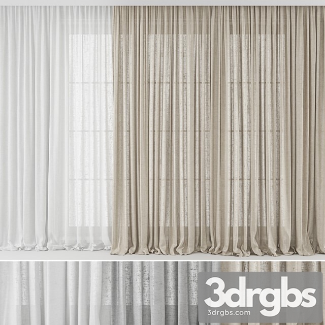 Curtains long linen set 02 - thumbnail 1