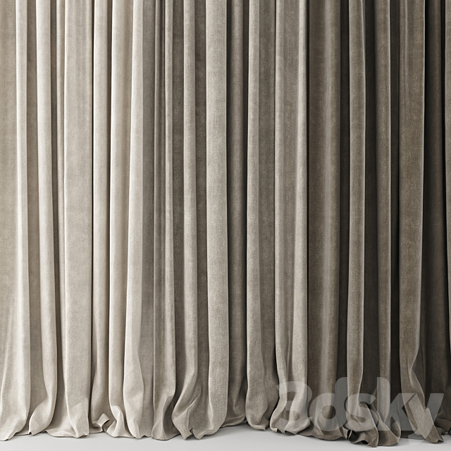 Curtains Long set 01 3DS Max Model - thumbnail 3