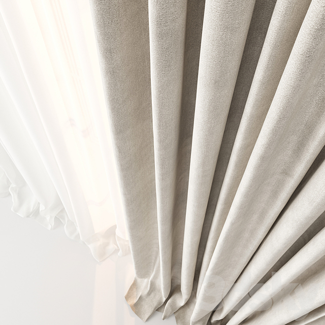 Curtains Long set 01 3DS Max Model - thumbnail 4