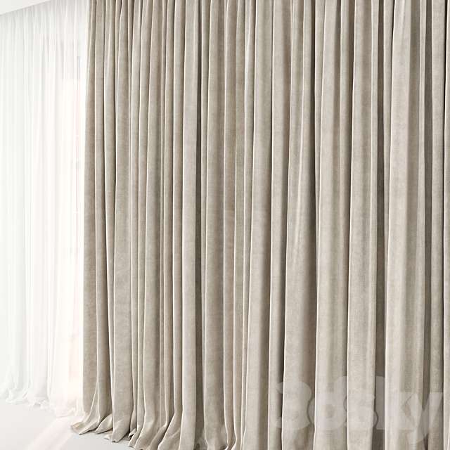 Curtains Long set 01 3DS Max Model - thumbnail 5