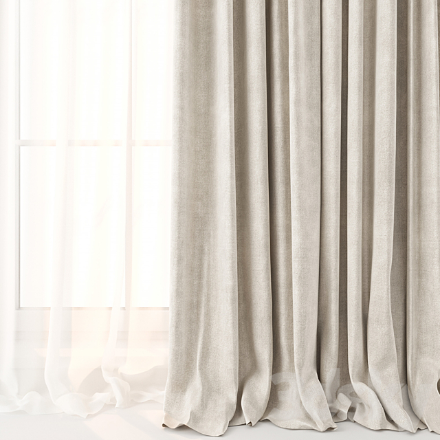 Curtains Long set 01 3DS Max Model - thumbnail 6