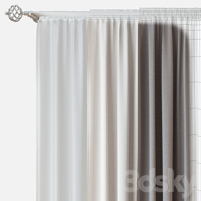 Curtains m02 3DS Max Model - thumbnail 2