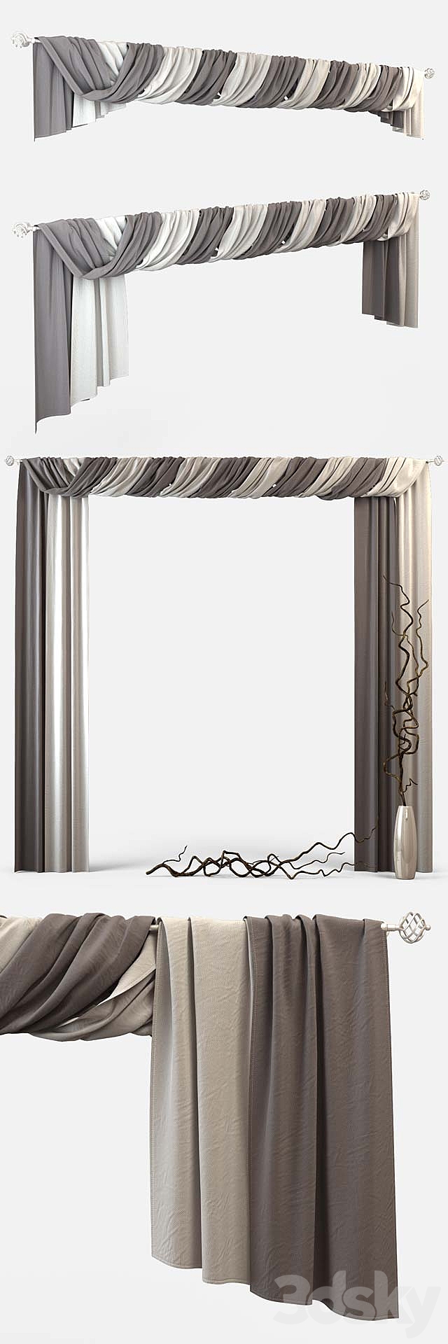 Curtains m27 3DS Max Model - thumbnail 1