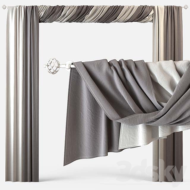 Curtains m27 3DS Max Model - thumbnail 2