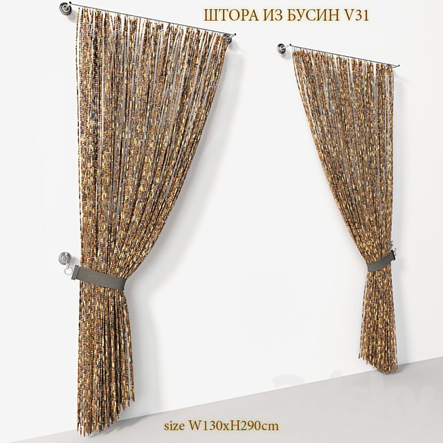 Curtains made of wooden beads V31 3ds Max - thumbnail 3