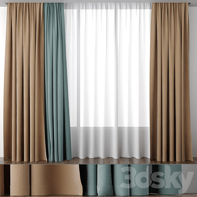 Curtains ocher and mint 3DSMax File - thumbnail 1