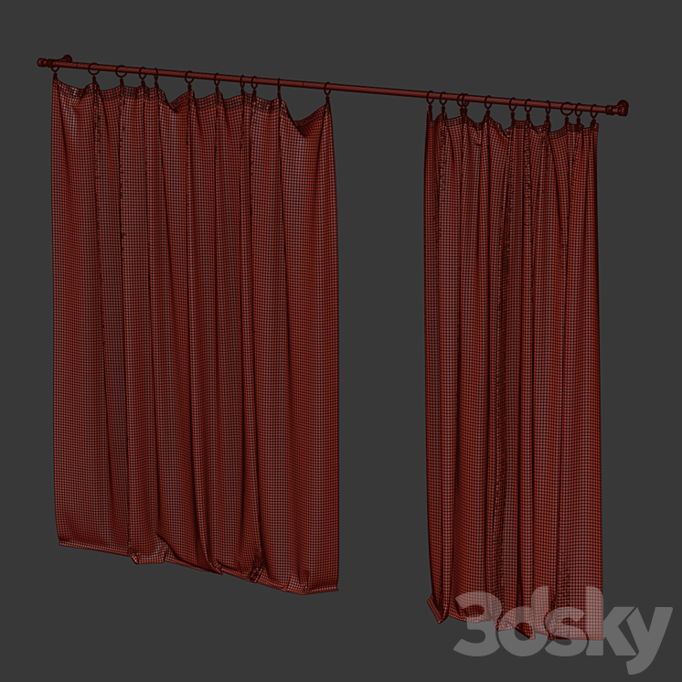 Curtains on clothespins 3DS Max Model - thumbnail 2