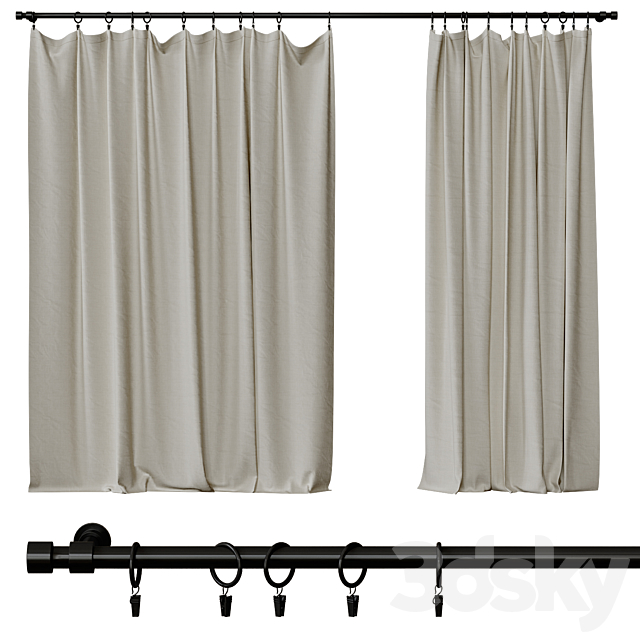 Curtains on clothespins 3DSMax File - thumbnail 1