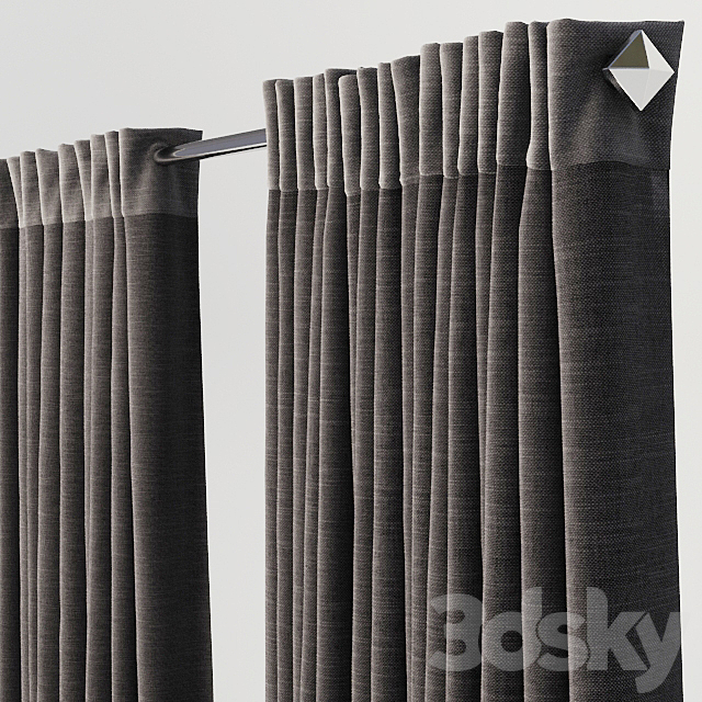 Curtains on the grommet 3DS Max Model - thumbnail 2