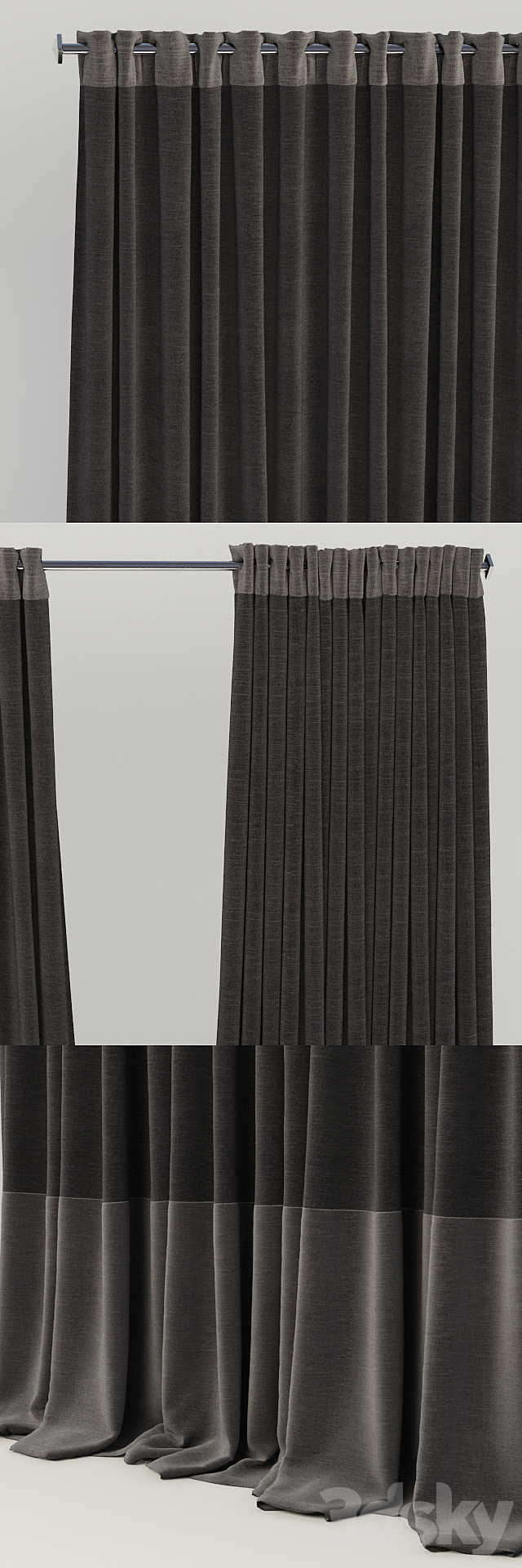 Curtains on the grommet 3DS Max Model - thumbnail 3