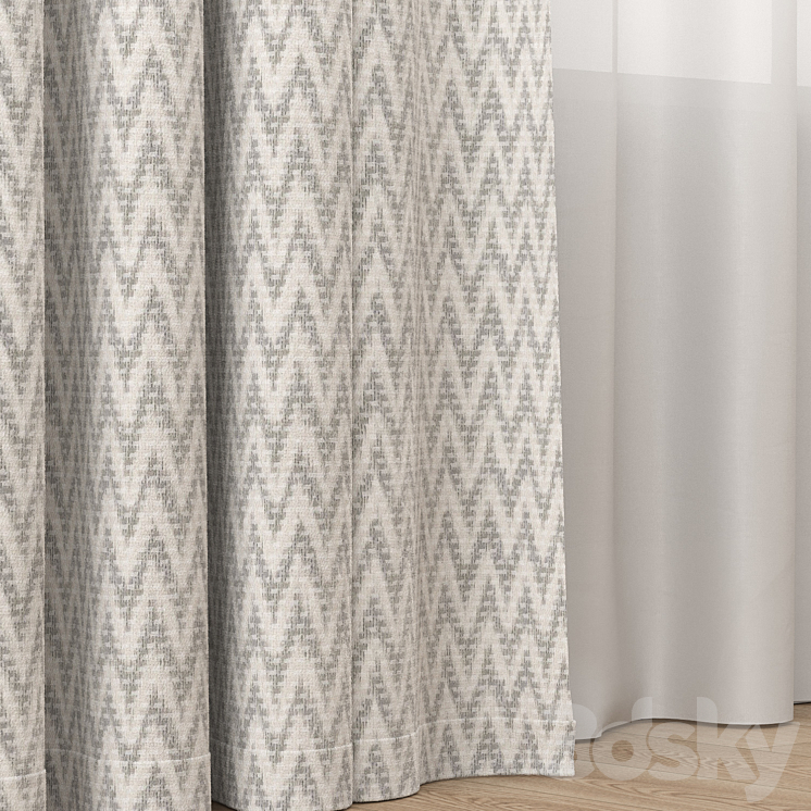 Curtains pattern 3 3DS Max - thumbnail 2