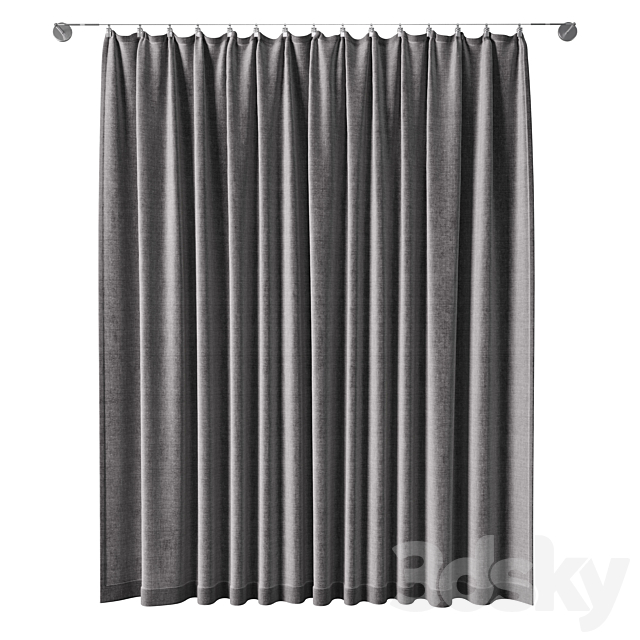 Curtains pinned by clamps & curtain wire. 500 cm stainless steel Ikea DIGNITET 3DSMax File - thumbnail 3