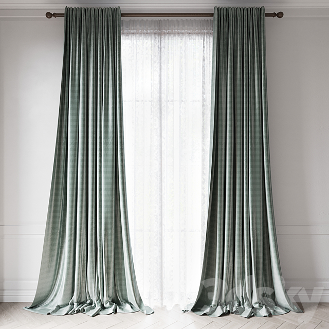 curtains RH _ THAI SILK TONAL STRIPE 3ds Max - thumbnail 1