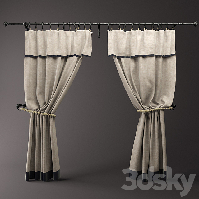 Curtains & rope 3DS Max Model - thumbnail 1