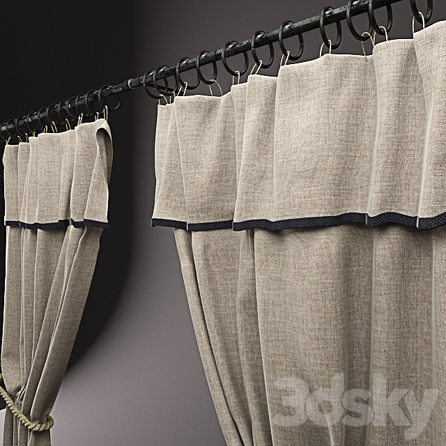 Curtains & rope 3DS Max Model - thumbnail 3