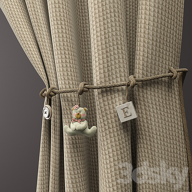 Curtains & rope kids 3DS Max Model - thumbnail 2