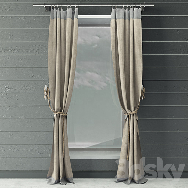 Curtains & rope & marine decor 3DSMax File - thumbnail 1