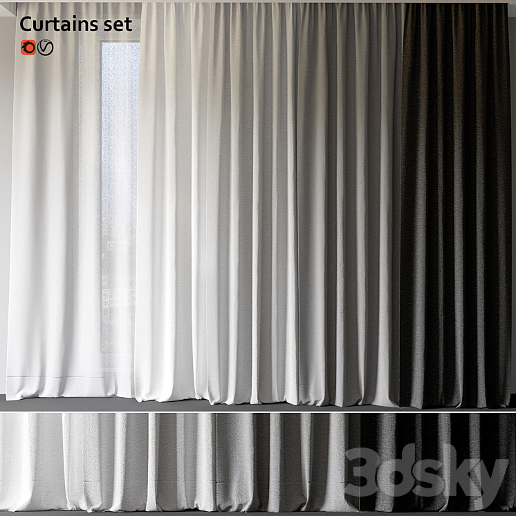 Curtains set 3 3DS Max Model - thumbnail 1