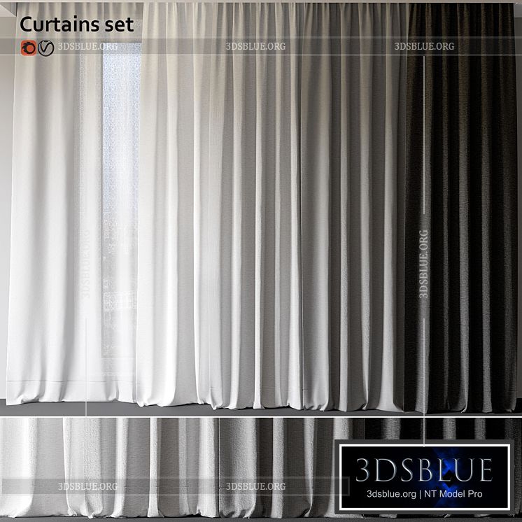 Curtains set 3 3DS Max - thumbnail 3