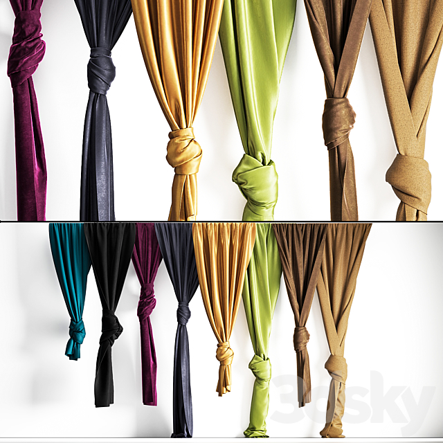 curtains tied in a knot 3ds Max - thumbnail 1