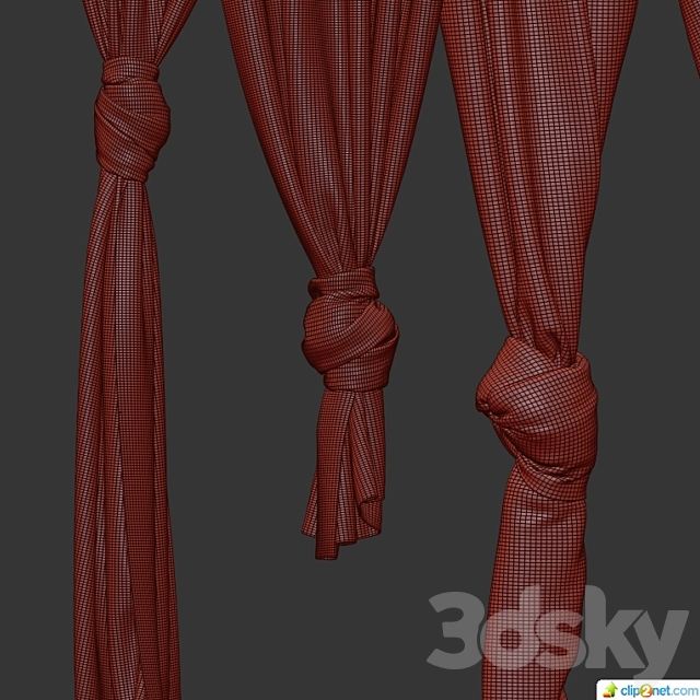 curtains tied in a knot 3ds Max - thumbnail 2