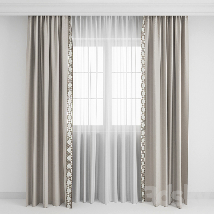 Curtains with a border1 3DS Max - thumbnail 1