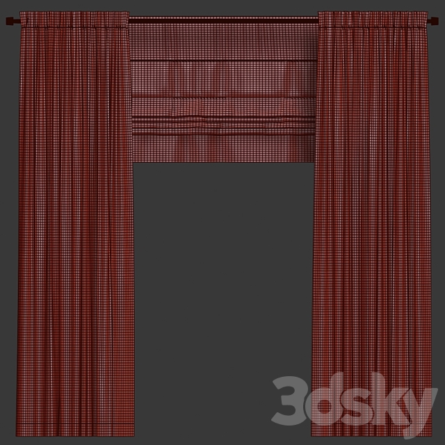 Curtains with a Roman curtain 3DS Max Model - thumbnail 3