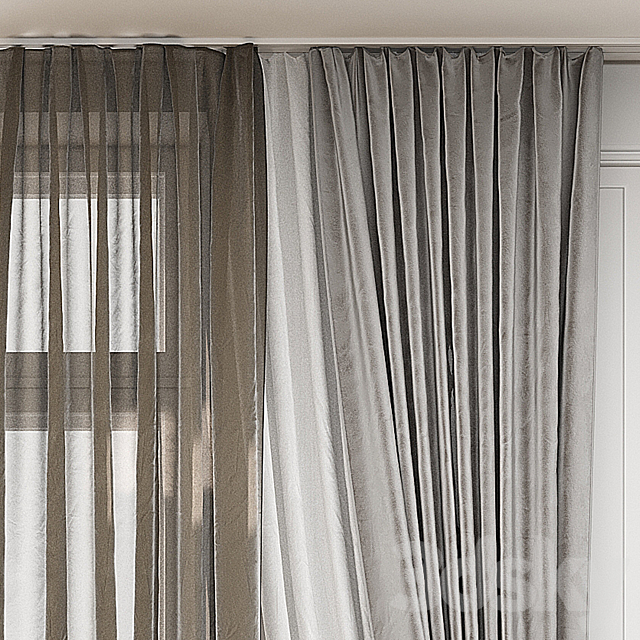 Curtains with balcony doors 512 3DS Max Model - thumbnail 3