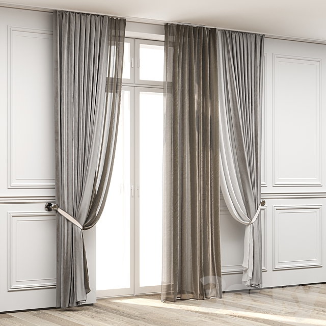 Curtains with balcony doors 512 3DS Max Model - thumbnail 4