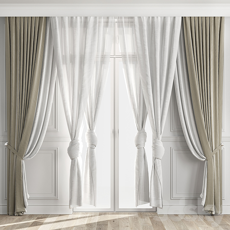 Curtains with balcony doors 512C 3DS Max Model - thumbnail 1