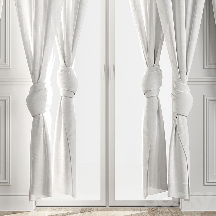 Curtains with balcony doors 512C 3DS Max Model - thumbnail 2