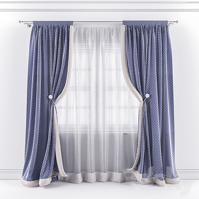 Curtains with clips. 3ds Max - thumbnail 1