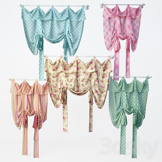 Curtains with decorative laces 3ds Max - thumbnail 2