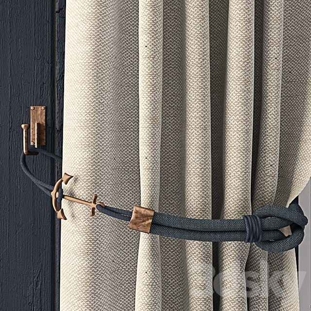 Curtains with marine decor 3DSMax File - thumbnail 2