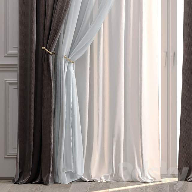 Curtains with moldings 532C 3DS Max Model - thumbnail 2