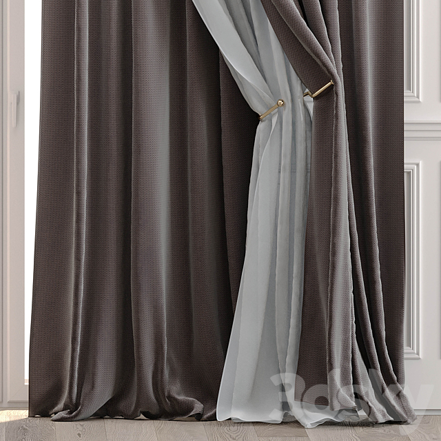 Curtains with moldings 532C 3DS Max Model - thumbnail 3