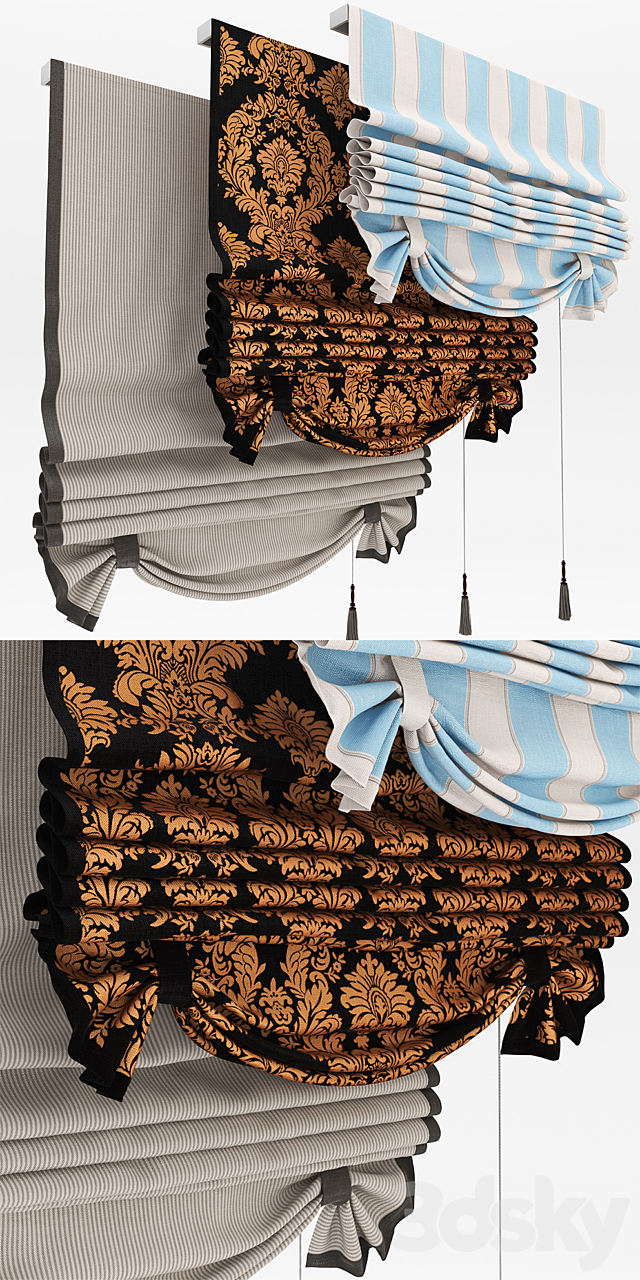 Curtains with pick-up 3DS Max Model - thumbnail 1