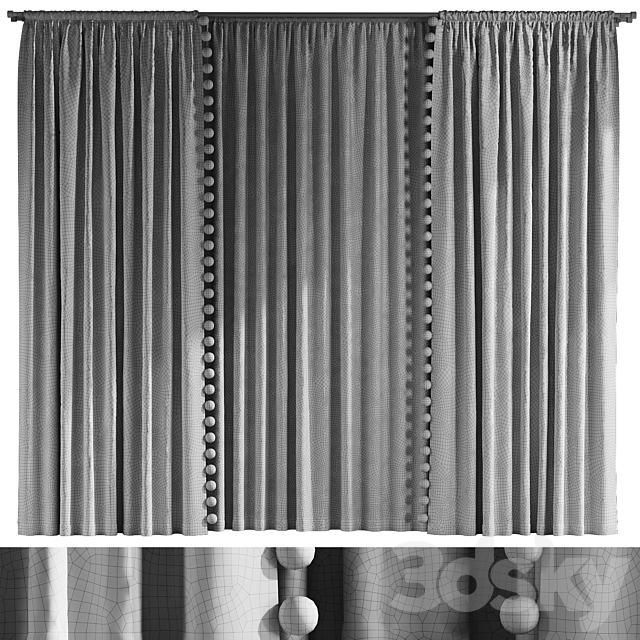 Curtains with pom-poms for the nursery 3DS Max Model - thumbnail 4