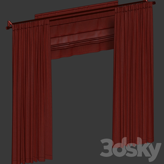 Curtains with roman 3DS Max Model - thumbnail 4