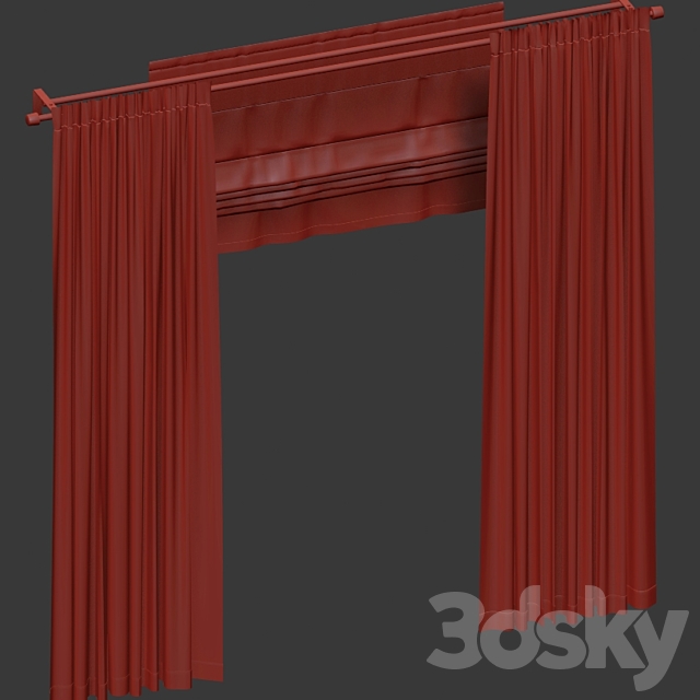 Curtains with roman 3DS Max Model - thumbnail 5