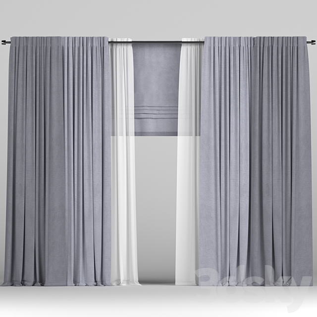 Curtains with roman and tulle. 3ds Max - thumbnail 1