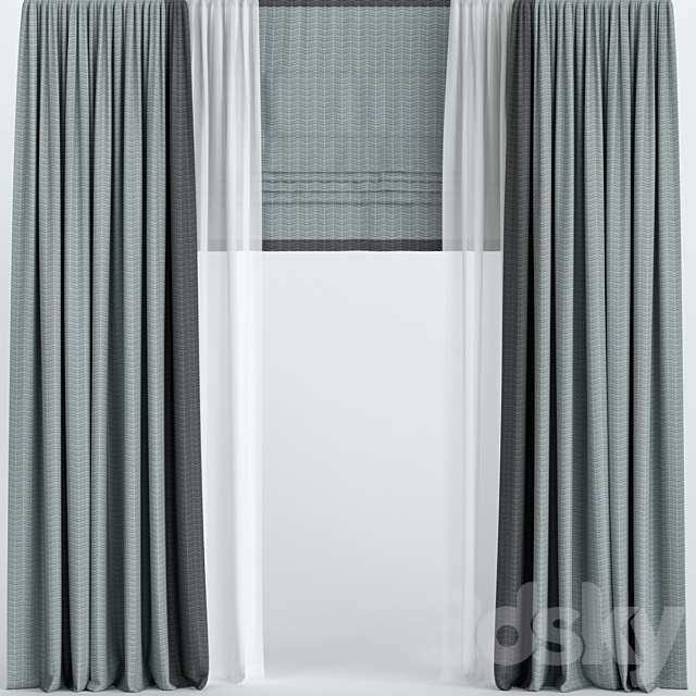 Curtains with Roman and tulle. 3DSMax File - thumbnail 1