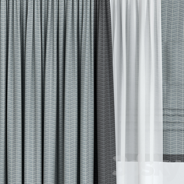 Curtains with Roman and tulle. 3DSMax File - thumbnail 2